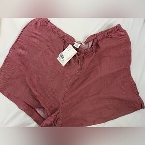 H&M Red and White Striped Linen Blend Shorts